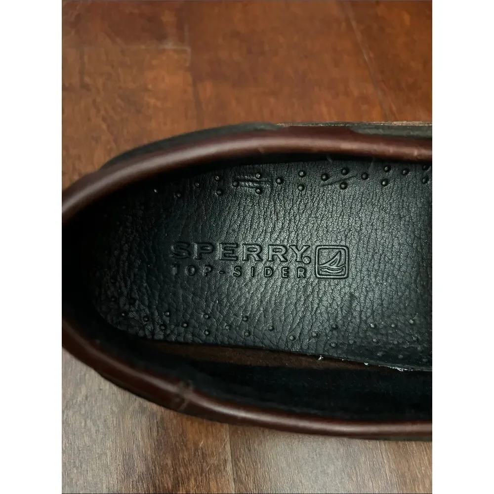 Sperry Top Sider Two-Tone Black and Brown Leather Tassel Loafers, Size 10.5